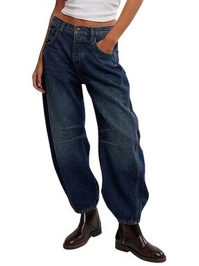 New Free People Good Luck Mid Rise Barrel Jeans Womens Size 27 We the Free